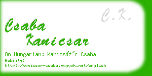 csaba kanicsar business card